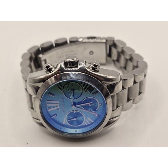 Michael Kors Bradshaw MK-6197 Stainless Steel Irridescent Flash-Lens Teal Watch. - Picture 5 of 11